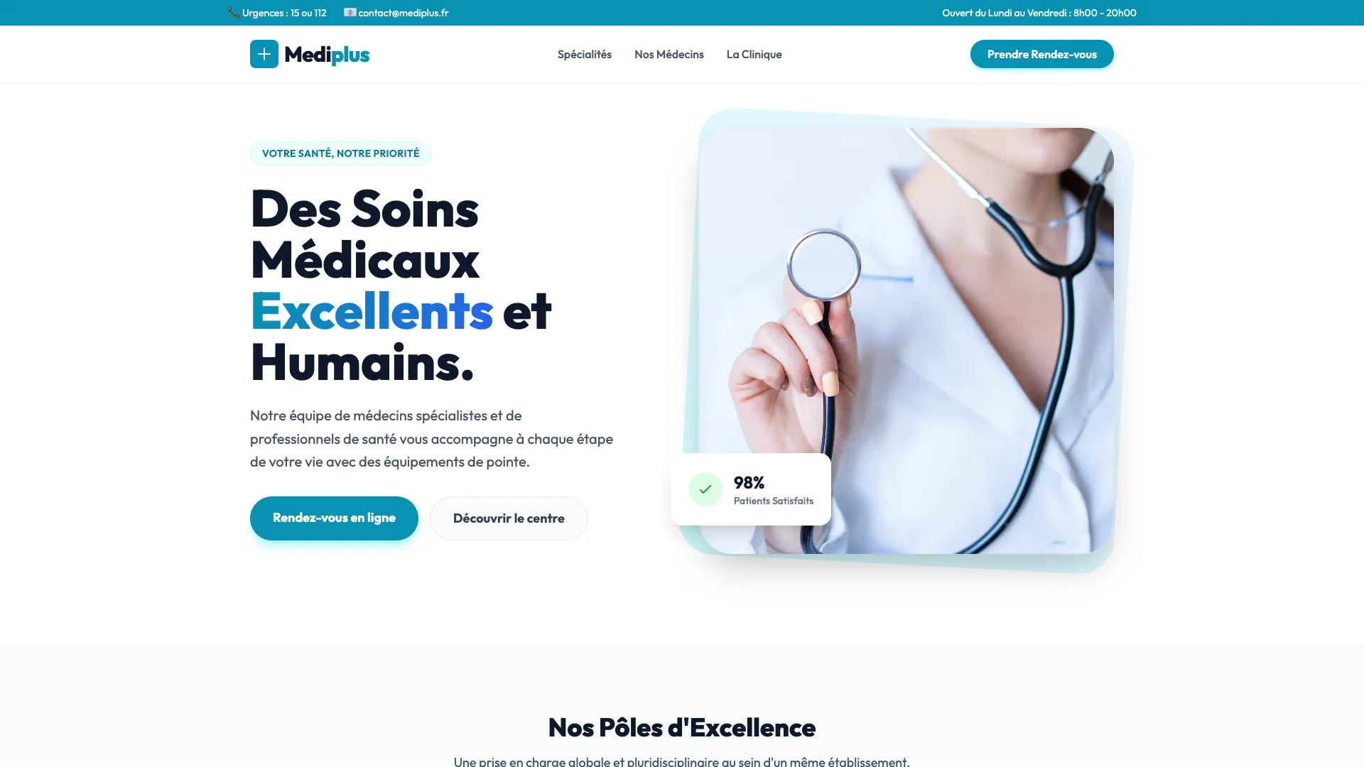 Template Santé & Médical - Modèle 1 (Clinique Bien-Être) ⚕️
