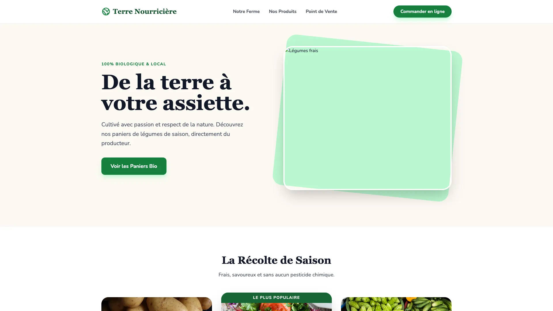 Template Agriculture & Nature - Modèle 1 (Terre Nourricière) 🌾