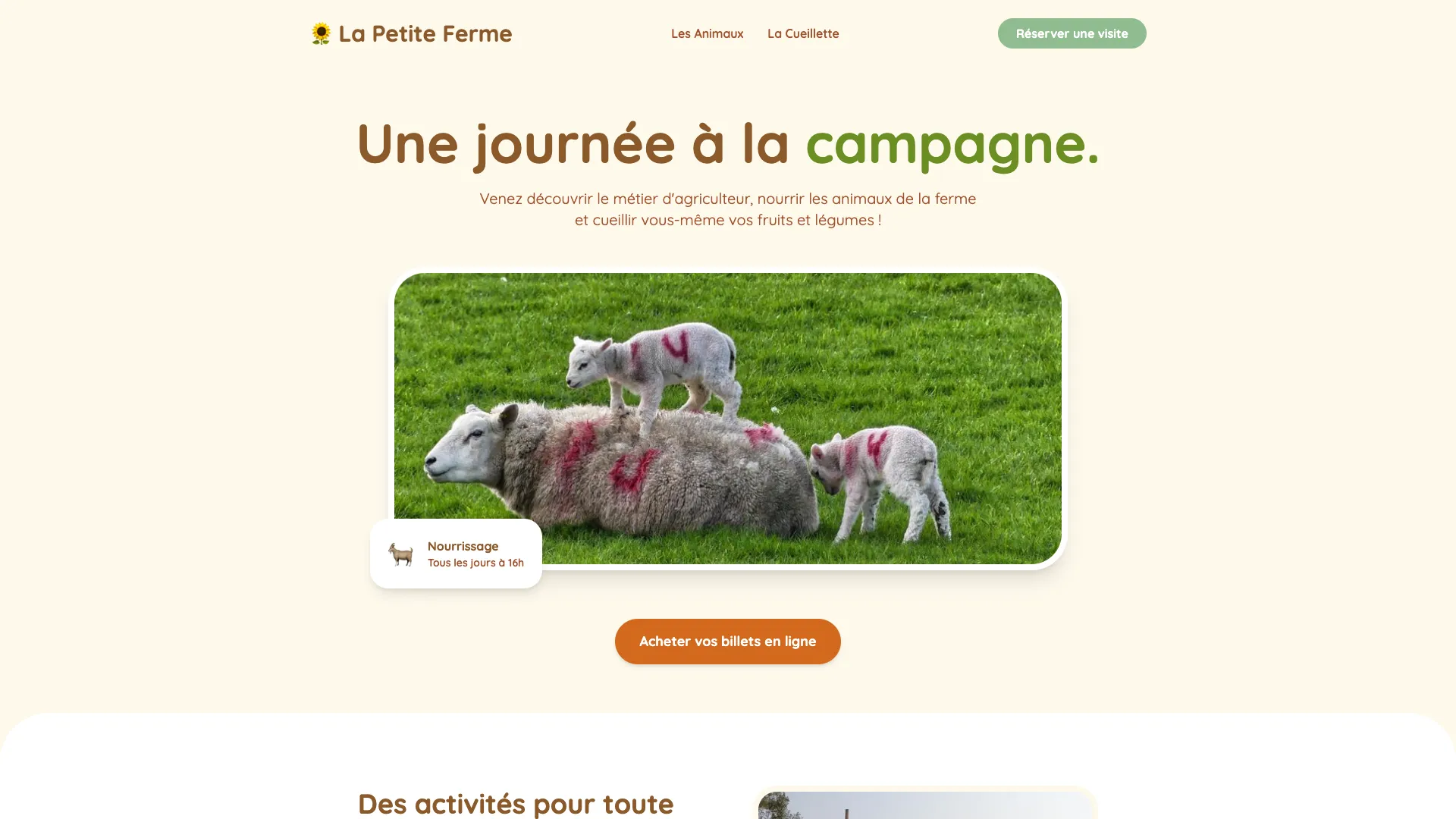 Template Agriculture & Nature - Modèle 5 (Ferme Pédagogique) 🌻