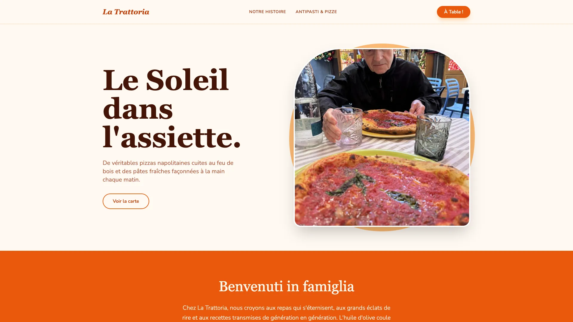 Template Restaurant - Modèle 3 (La Trattoria) 🍕