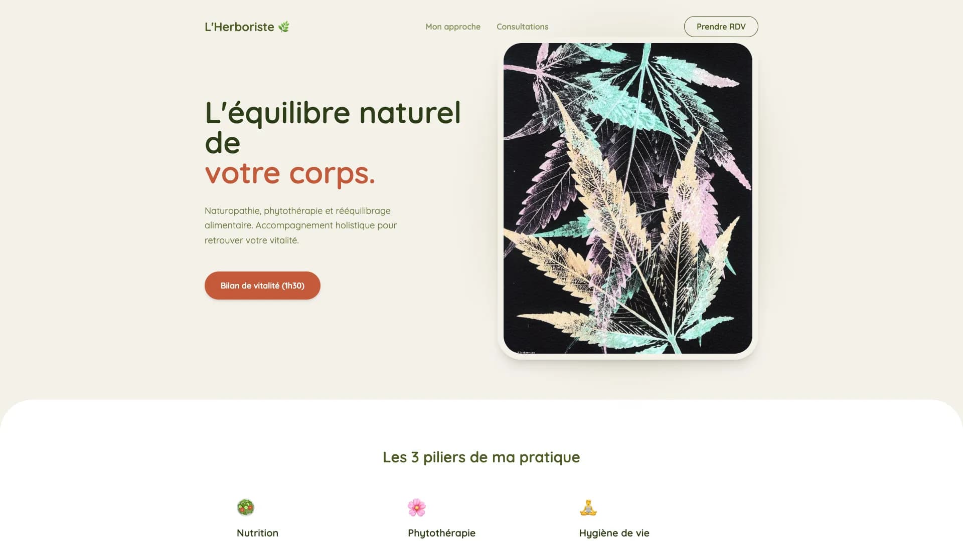 Template Beauté & Bien-être - Modèle 4 (Naturopathie) 🌿